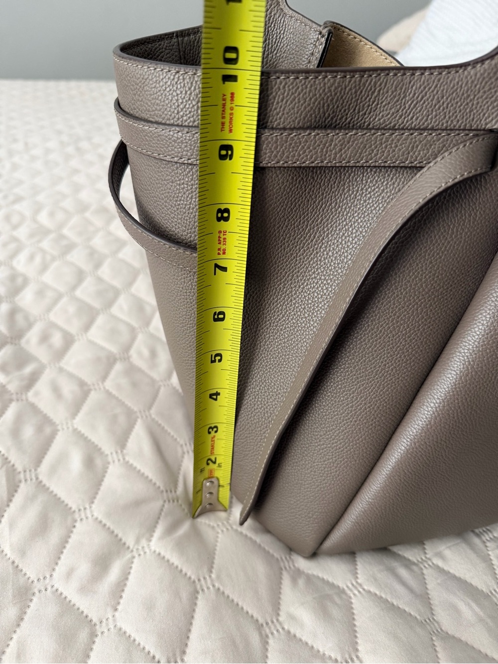 Tory Burch Pebbled Leather Tote in Taupe Gray - Picture 7 of 8